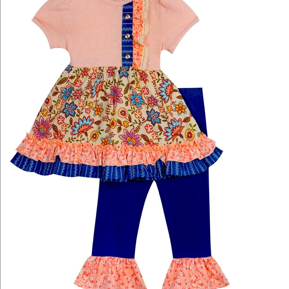 Girl size 6 matching pant set by counting daisies
